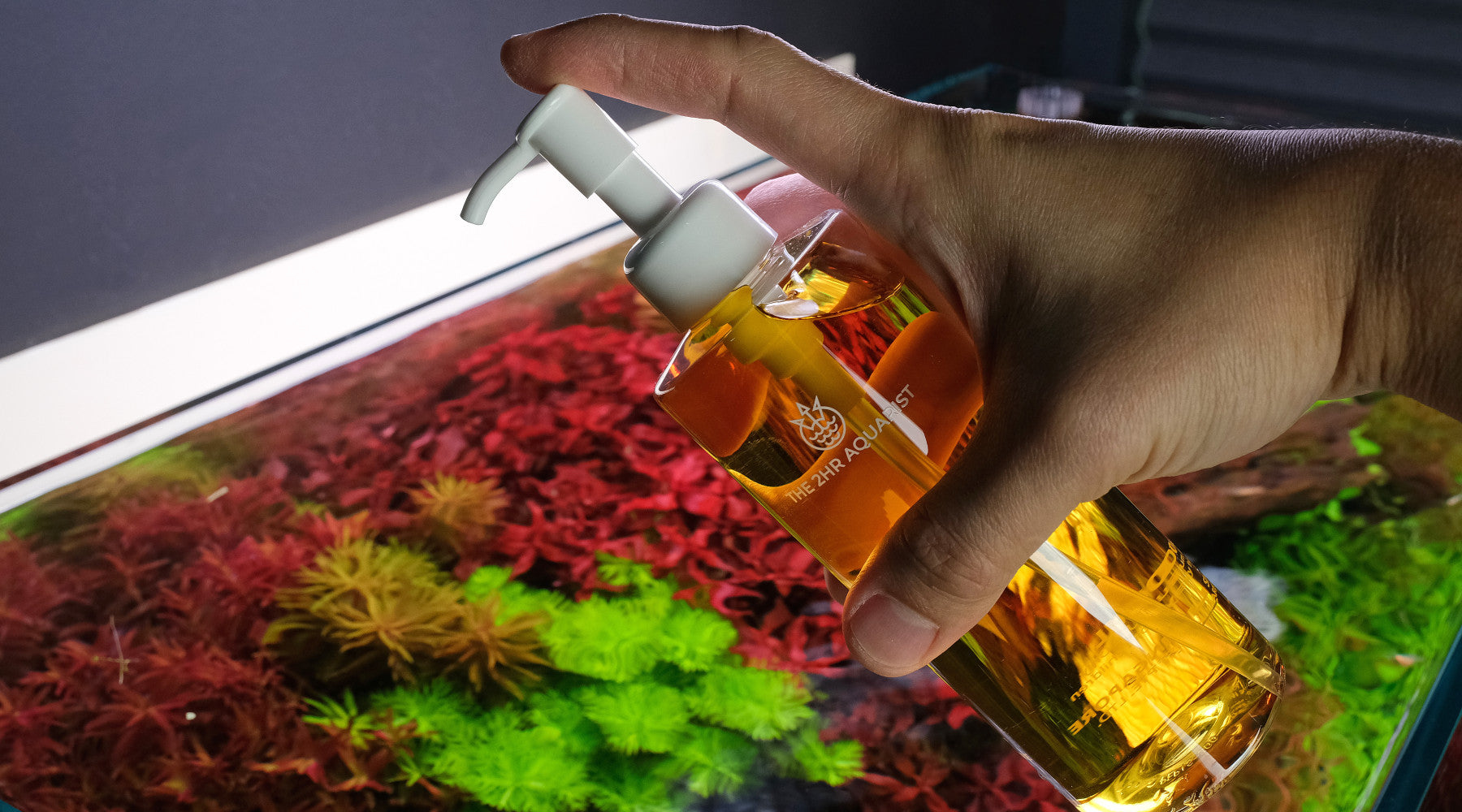 Picture showing APT3 pump bottle being used on a planted aquarium